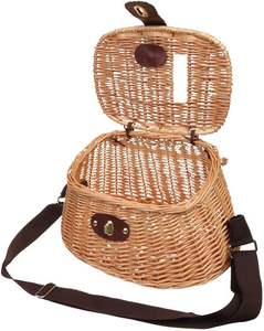 YULIN JIAFU Vintage balık sepeti, hasır balıkçı tuzakları kafes bas alabalık levrek balık durumda ayarlanabilir omuz askısı ile (kahverengi) - Product Image 2