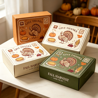 Boîte cadeau personnalisée esthétique en papier kraft biodégradable avec feuille d'argent, production en 72h, pour Thanksgiving