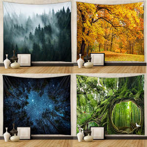 Rama de árbol dorado, tamaño Queen, bosque de Brujas, montaña brumosa, Trippy, paisaje natural, <span class=keywords><strong>tapiz</strong></span> de <span class=keywords><strong>pared</strong></span> para sala de estar - Product Image 1