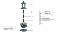 Mangeoire à oiseaux en plastique à longue perche, station d'alimentation décorative, jardinière, abri pour oiseaux sauvages, écologique, résistante aux intempéries, pour jardin et patio