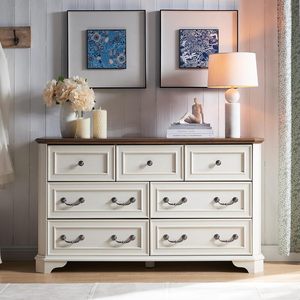 Credenza Rustica Stile Fattoria WenFeng OEM/ODM - 137 cm di Larghezza, 7 Cassetti, Texture <span class=keywords><strong>Legno</strong></span> <span class=keywords><strong>Naturale</strong></span>, Mobile Antico per Camera da Letto e Corridoio - Product Image 3