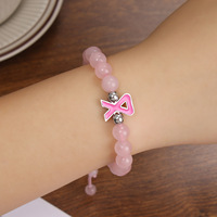 Bracelet perlé en pierre naturelle de 8mm fait à la main pour les femmes Bracelet de sensibilisation au cancer du sein Carte de message inspirante Cancer du sein
