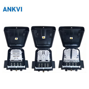 FQX.O25 16 Core Fiber Optic Distribution Box Empty Enclosure Black PC+ABS Material IP66 Waterproof Outdoor Wall Mount for FTTH - Product Image 1