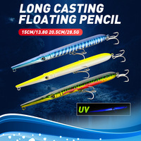 Leurre de pêche en mer transfrontalier, type crayon, pour pêche en eau salée, longue portée, flottant, avec protection UV, fil intégré, aiguille zigzag
