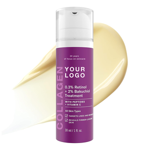 Tratamiento de Retinol y Bakuchiol de Marca Privada 0.3% Retinol + 2% Antienvejecimiento Reafirmante Reduce las Arrugas Unifica el Tono de la Piel Suero de Péptidos - Product Image 1