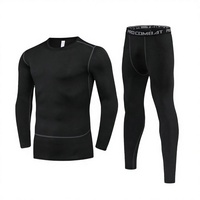 Ensemble de compression athlétique pour homme, été, coupe ajustée, anti-odeur, motif léopard, sous-vêtements thermiques, chemise à manches longues et pantalon