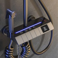 Ensemble Mitigeur de Douche Pluie de Luxe en Métal Design Piano avec Écran LCD pour Salle de Bain