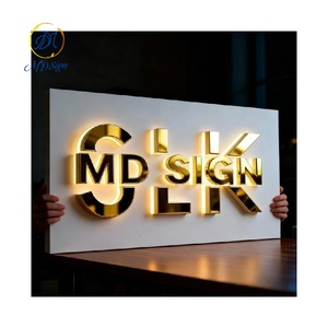 Custom Gold Mirror Finish 3d Letter <strong>Sign</strong> Indoor Beauty Salon 3d logo <strong>Light</strong> <strong>Sign</strong> for Store <strong>Sign</strong> Board Outdoor Signage - Product Image 3