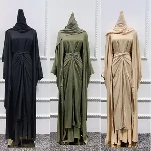 Roupas étnicas musculinas hijab, cardigan abaya, conjunto de 4 peças, moda feminina, solta, kaftan, islâmico, roupas musculares
