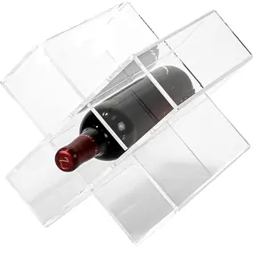 가정용 하이 퀄리티 투명 맞춤형 쌓을 수있는 벽걸이 형 아크릴 와인 랙