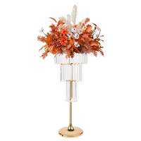 Support floral en cristal doré pour centre de table de mariage, présentoir floral suspendu en acrylique pour réception et fête