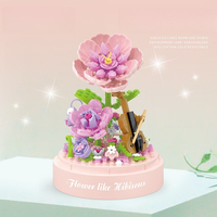 Blocs de construction musicaux en forme de fleur sous cloche en verre, fleurs éternelles, ensemble botanique Piano & Guitare pour décoration de bureau, cadeau DIY, fabrication OEM