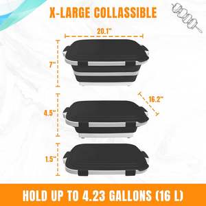 Lot de 2 bacs de préparation pliables XL pour barbecue avec couvercle égouttoir et planche à découper intégrée, en plastique PP, compatibles lave-vaisselle, grand récipient alimentaire sûr - Product Image 3