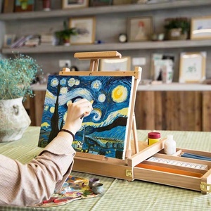 Chevalet de peinture et de dessin pliable <span class=keywords><strong>en</strong></span> <span class=keywords><strong>bois</strong></span> pour enfants, <span class=keywords><strong>table</strong></span> de bureau d'école réglable, fournitures artistiques professionnelles W&K EW05B - Product Image 6