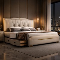 Base de Cama Queen Moderna en Cuero Sintético Personalizado para Muebles de Dormitorio