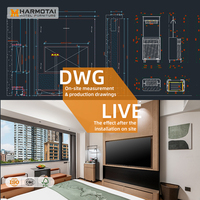Wandmontierter Einbau-TV-Schrank & Beweglicher Mini-Bar-Schrank, Wohnzimmer Maßgefertigte Moderne Urbane Hotel FF&E Möbel HARMOTAI
