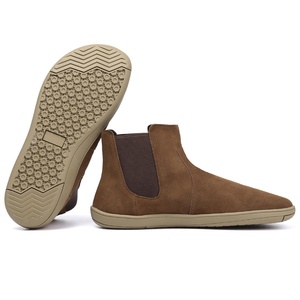 Botas Minimalistas de Media Altura con Punta Ancha y Suela Plana de Cuero Genuino, Estilo <span class=keywords><strong>Chelsea</strong></span>, con Logotipo Personalizado - Product Image 1
