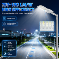 Lampe de rue LED extérieure commerciale 150W IP66 en aluminium pour parking, cour d'usine et routes côtières