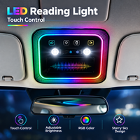 Lampe de lecture intérieure de voiture 12V, lampe d'ambiance, commande tactile par application, éblouissante lumière de plafond de voiture effet ciel étoilé avec éclairage d'ambiance RGB