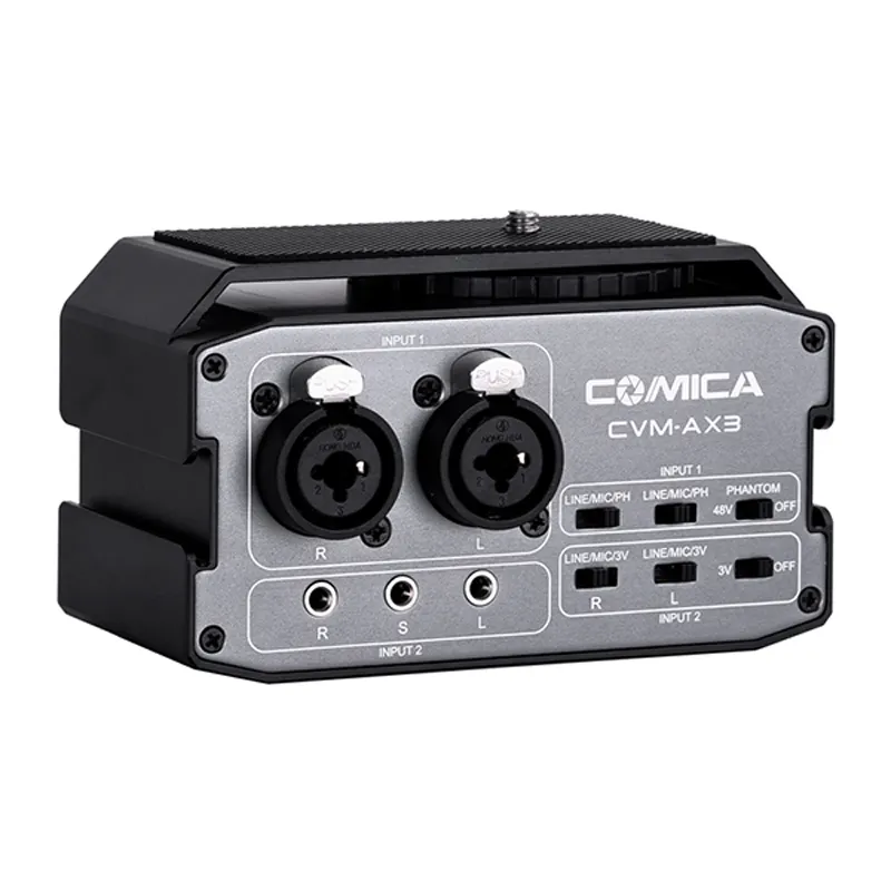 COMICA CVM-AX3 XLR/6.35mm/3.5mm (2-Groups)Port Camera Mixer Microphone Audio Mixer for Canon Nikon Sony Panasonic DSLR Camera