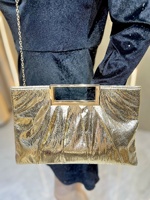 Modische Quadratische Tasche mit Goldenem Griff, Ketten-Schultertasche, Große Kapazität, Stilvolle Damen-Umhängetasche, Konvertierbare Clutch, PU-Leder Handtasche