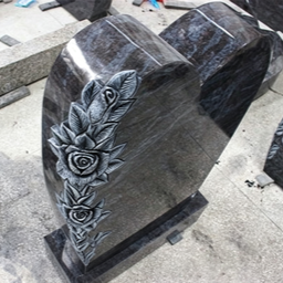 Pierre tombale en granit noir de style européen avec rose sculptée à la main, style allemand, <span class=keywords><strong>monument</strong></span> funéraire pour cimetière - Product Image 3