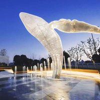 Sculptures de paysages nocturnes variés, art moderne, sculpture lumineuse en acier inoxydable pour jardin et parc