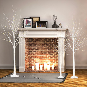 Décoration lumineuse LED en forme de sapin de Noël, éclairage de fêtes intérieur/extérieur, branches blanches de 6 pieds, lumière chaude - Product Image 3