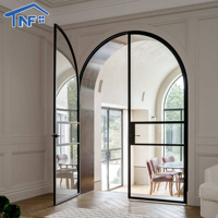 Puerta Exterior de Vidrio y Aluminio, Estilo Francés, con Arco, Moderna, Metálica, con Aislamiento Acústico para Entrada Exterior
