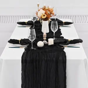 European Table Runners Gauze Fabric Table Runner Black Table Runner For Wedding Event