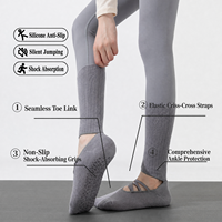 Chaussettes à talon ouvert pour femmes, antidérapantes, en tissu éponge, pour la danse, le Pilates, l'exercice, avec grip, pour l'intérieur, chaussettes de yoga et de Pilates