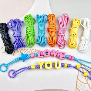 Artificial Leather Hand-woven Rope Keychain Car Keychain Bag Pendant DIY Lanyard Accessories with Woven logo in Various Colors
