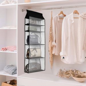 Transparent 5-Layer Wardrobe Storage Bag Non-Woven Visible Wall Mounted Closet Organizer Convenient Organized Storage Solution - Product Image 4