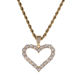 TOP ICY Diseño simple 5mm 5A Cubic Zircon Corazón Colgante Collar Iced Out Diamond Love Family Rose Gold Mujeres Collar de lujo - Product Image 2