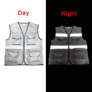 Chaleco de Seguridad CITICITY de Alta Visibilidad, Gris, de Poliéster, con Múltiples Bolsillos, Cierre Frontal con Cremallera y Tiras Reflectantes - Product Image 6