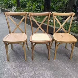Light Natural Oak Color Plastic Cross Back <b>Dining</b> <b>Chair</b> <b>Stackable</b> X-Back <b>Chair</b> for Wedding Banquet Restaurant - Product Image 6