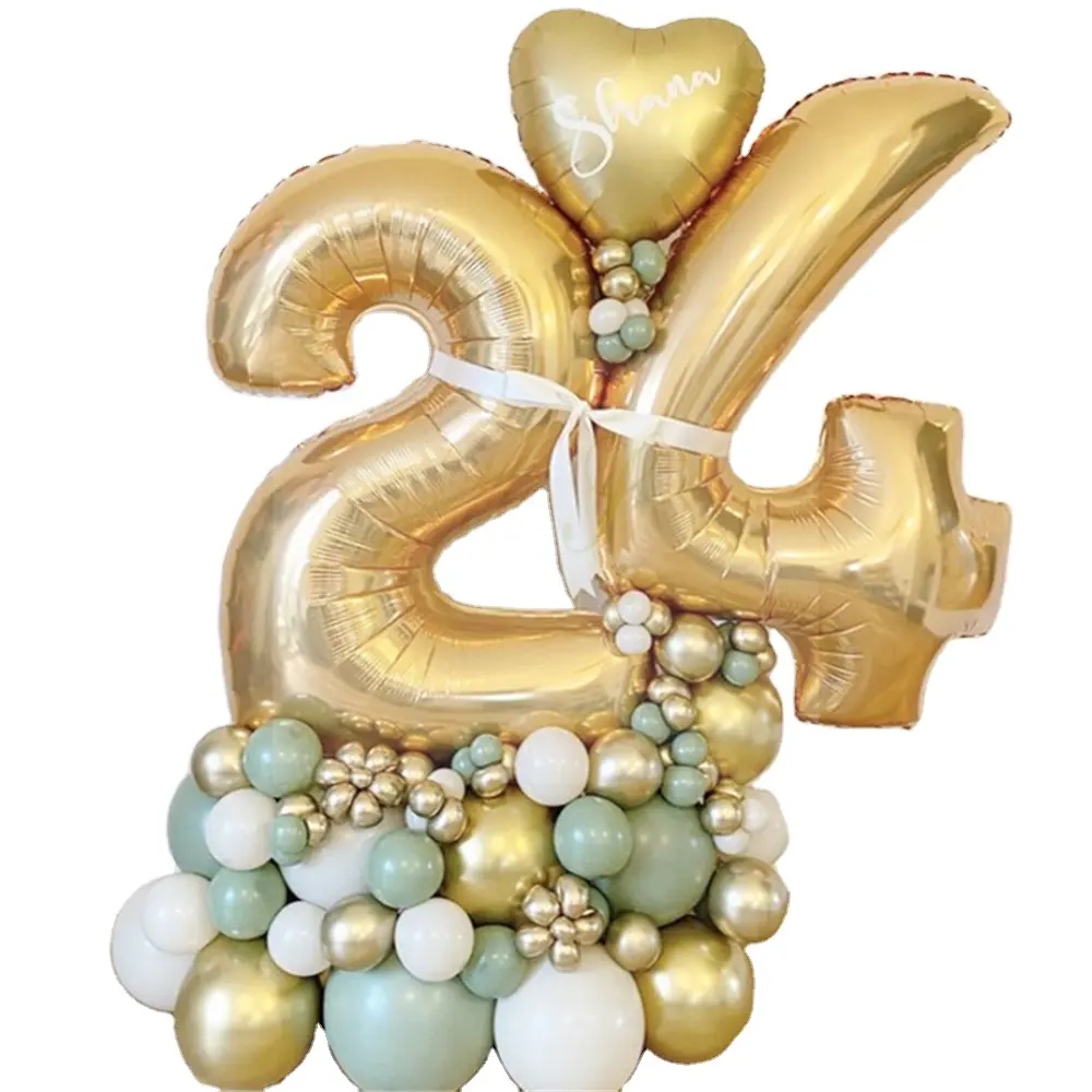 Conjunto de globos con números para niños y adultos, columna de soporte para fiesta de cumpleaños, 18, 20, 30, 40, 50, 60, 70 años, decoración, dorado, 32 pulgadas