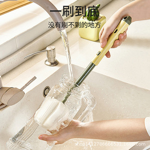 Brosse télescopique en acier inoxydable à long manche pour le nettoyage des bouteilles de cuisine - Product Image 1