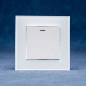 S Interruptor estándar de la UE elegante y duradero de 1 banda de 1 vía/2 vías con indicador LED interruptores de placa de vidrio templado 250V 10A - Product Image 1