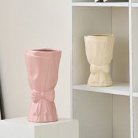 Vase en céramique à fleurs, orné d'un nœud, pour fleurs fraîches hydroponiques, style nordique, pour bureau, restaurant, salon, haut de gamme