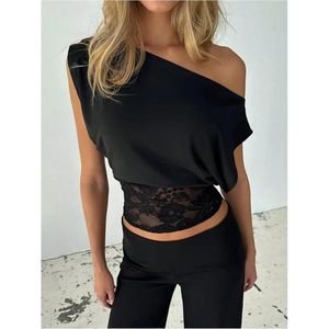 Women's <b>Off</b> <b>The</b> <b>Shoulder</b> <b>Lace</b> Crop <b>Top</b> Short Sleeve Bodycon Summer Outfit - Product Image 4