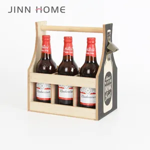 Jinn Home เคสเก็บขวดเบียร์ไม้ดีไซน์ใหม่พร้อมเลเซอร์แกะสลักไม้ชุดตกแต่งบ้าน / ชั้นวางไวน์