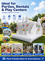 Château gonflable commercial d'intérieur blanc avec toboggans et piscine à balles pour fêtes d'enfants, château gonflable d'extérieur