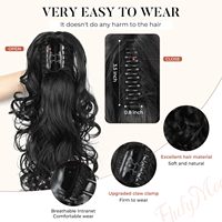 Vente en gros de postiche à cheveux volumineux à haute densité, aspect naturel, double trame, queue de cheval longue et bouclée, pince à cheveux