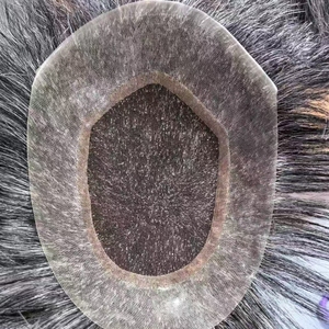 Parrucchino da <span class=keywords><strong>uomo</strong></span> in <span class=keywords><strong>capelli</strong></span> umani grigi, base mono lace NPU, colore grigio, <span class=keywords><strong>taglia</strong></span> personalizzata, per sostituzione <span class=keywords><strong>capelli</strong></span>. - Product Image 1