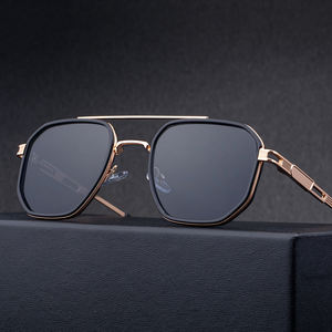 Occhiali da <span class=keywords><strong>Sole</strong></span> Partagas Retro Designer con Logo Personalizzato, Montatura Quadrata Morbida in Metallo, Doppio Ponte, Cerniera a Molla, Protezione UV400 per Uomo - Product Image 2