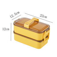 Boîte à lunch pour enfants à deux étages, double couche, empilable, avec poignée, compatible micro-ondes, couvercle transparent à fermeture à pression, boîte bento