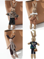 Pendentif de sac et porte-clés de voiture en peluche, lapin créatif coréen avec cravate, accessoires unisexes