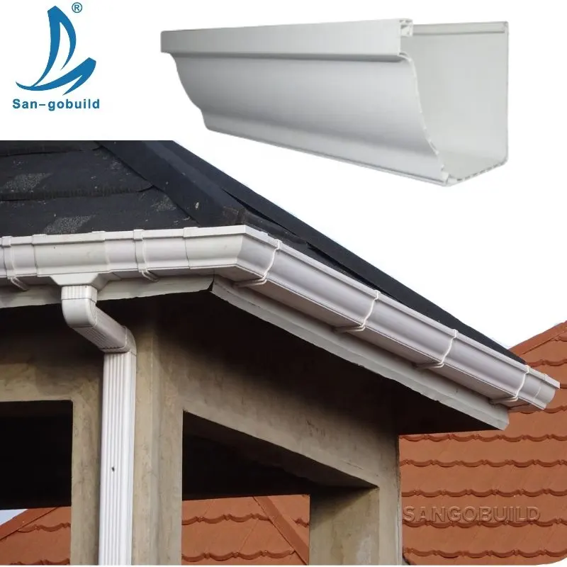 5.2/7 pouces PVC tuyau de vidange en plastique tuyau d'eau de pluie toiture gouttière extérieure décorative gouttière