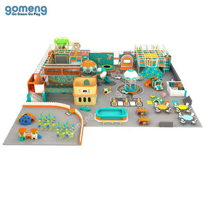 Parc d'attractions à thème vert avec plusieurs appareils de jeu, aire de jeux intérieure pour enfants avec piscine à balles, toboggan, carrousel - Product Image 4